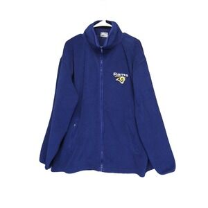 Vintage 2000 Los Angeles Rams NFL Active Fleece Zip Jacket Logo Size XL Blue